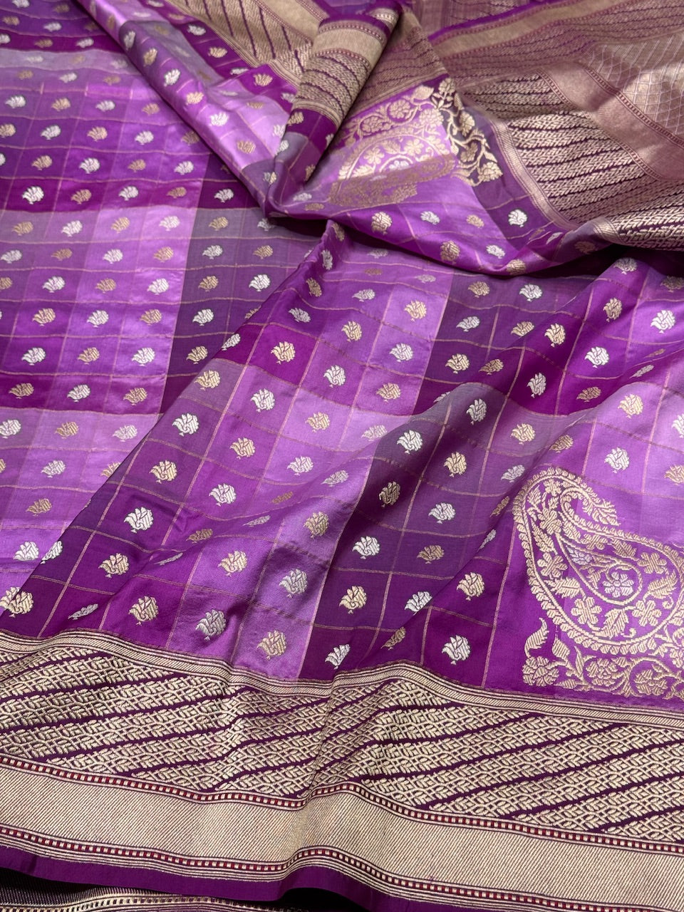 Purple Rangkaat Handwoven Banarasi Saree