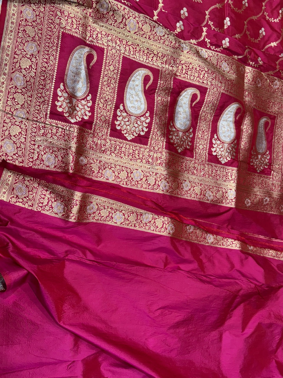 Rani Pink Sona Rupa Pure Silk Saree