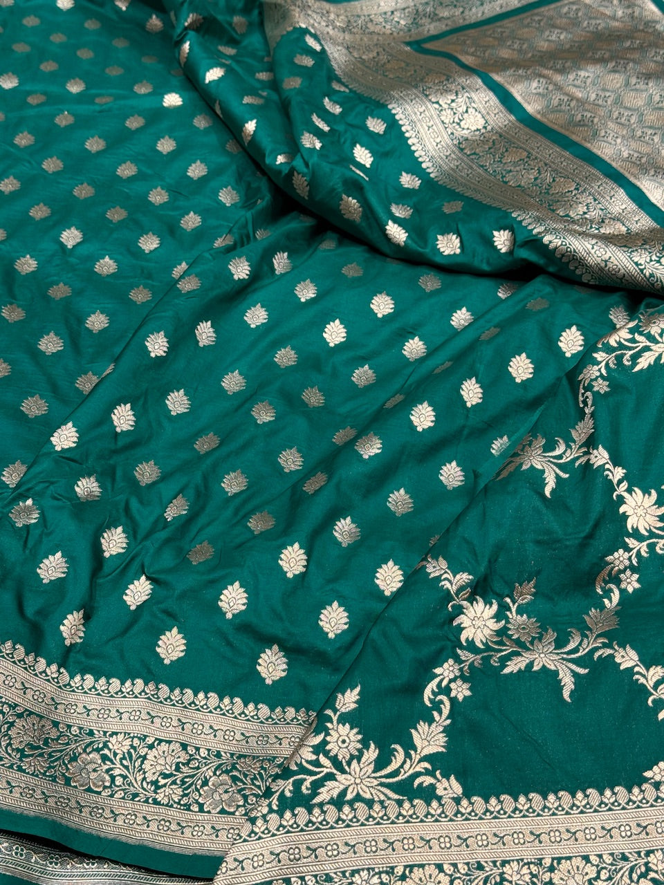 Rama Green Pure Silk Saree