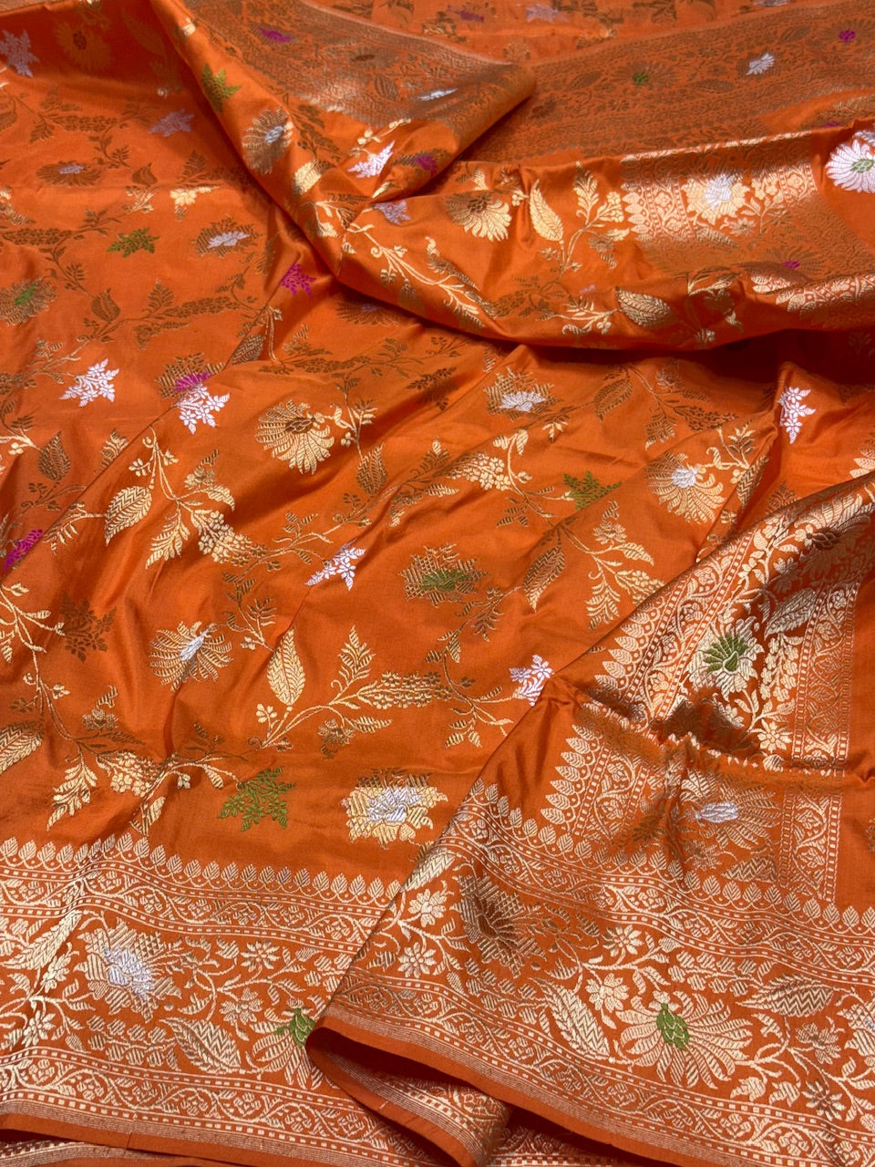 Orange Handwoven Banarasi Pure Silk Saree