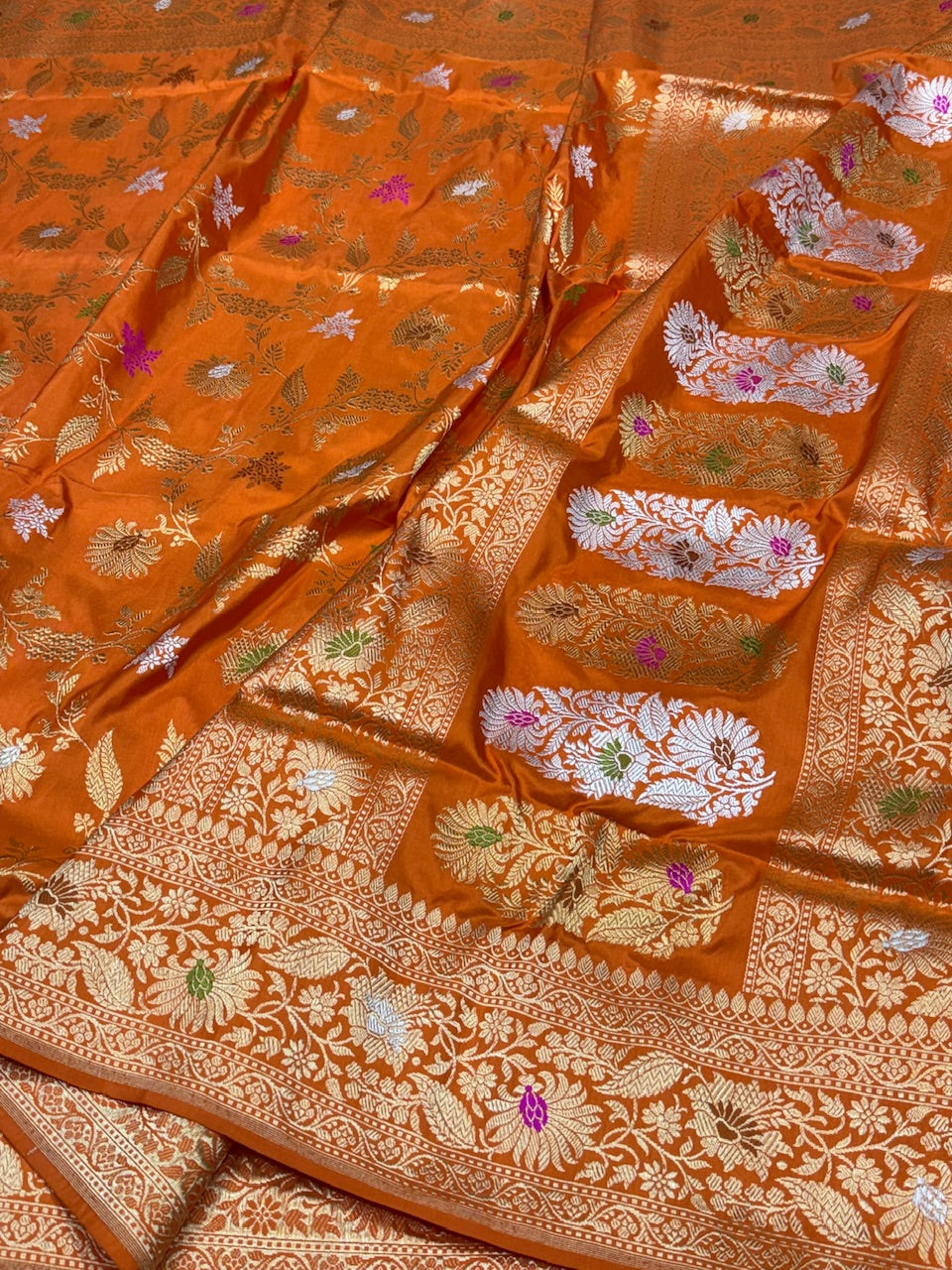 Orange Handwoven Banarasi Pure Silk Saree