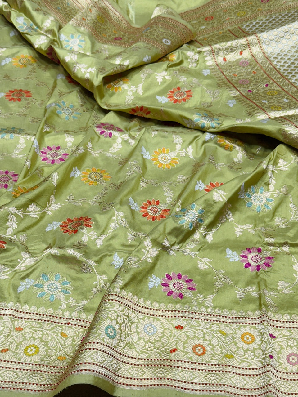 Pista Green Handwoven Banarasi Pure Silk Saree
