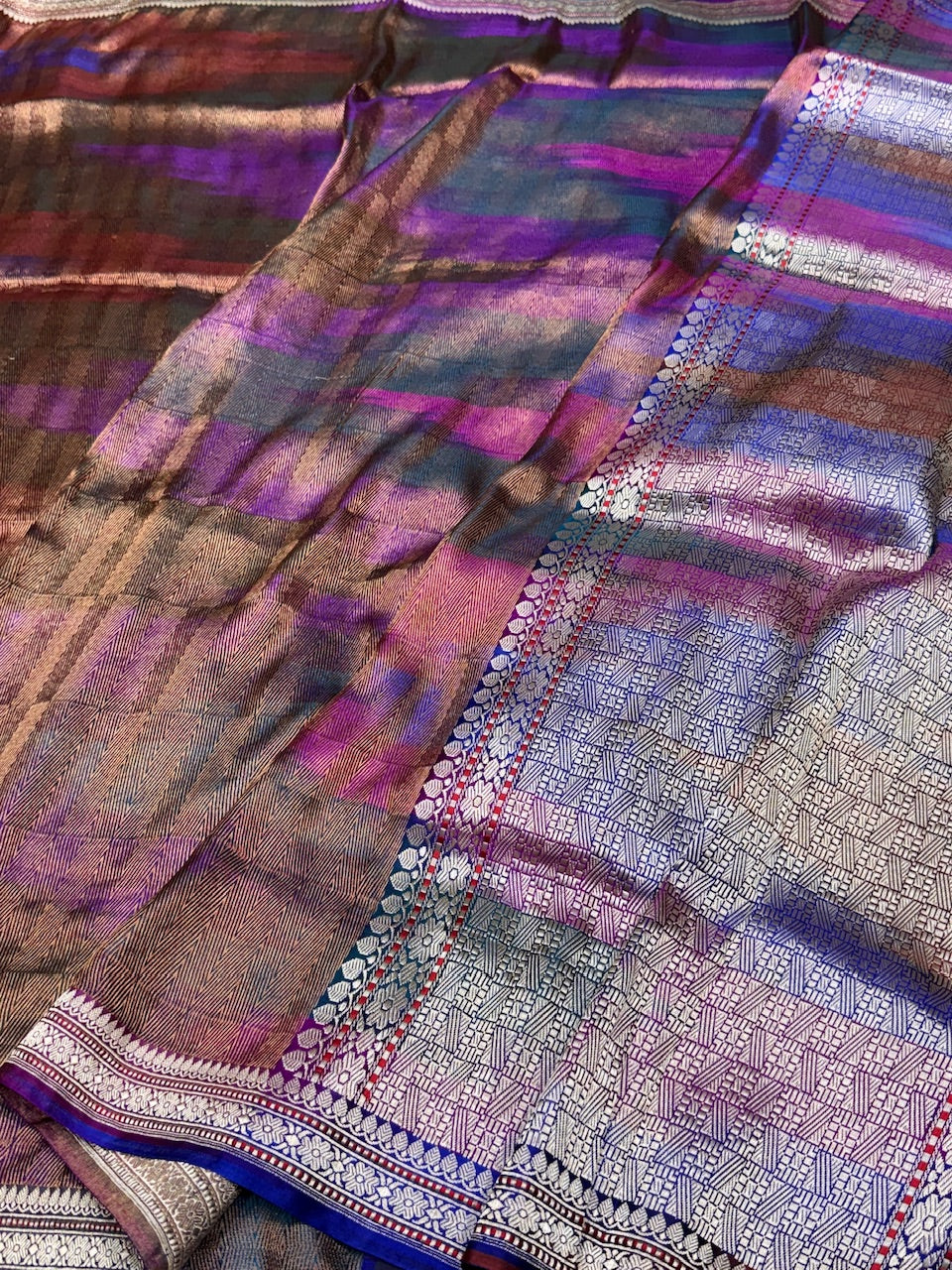 Purple Handwoven Pure Silk Brocade Saree