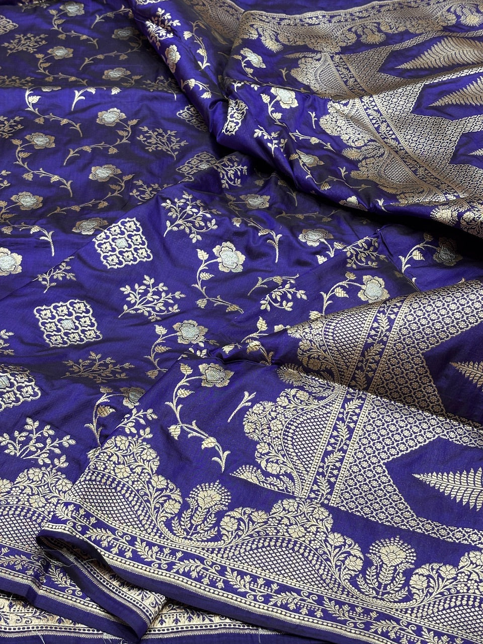 Royal Blue Sona Rupa Pure Silk Saree