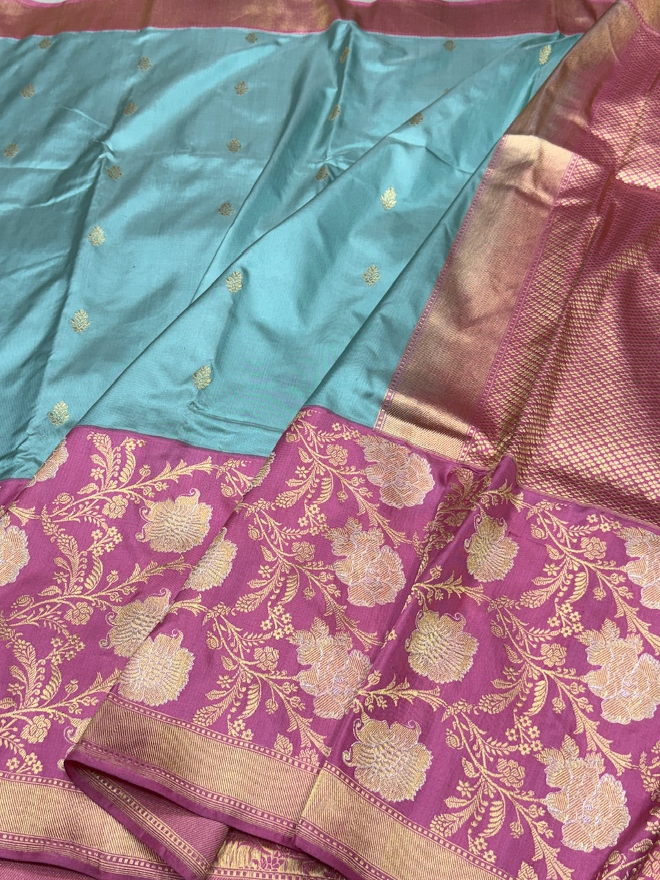 Powder Blue Handwoven Pure Ektara Silk Saree