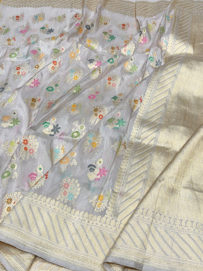 Handwoven Pure Katan Tissue Saree