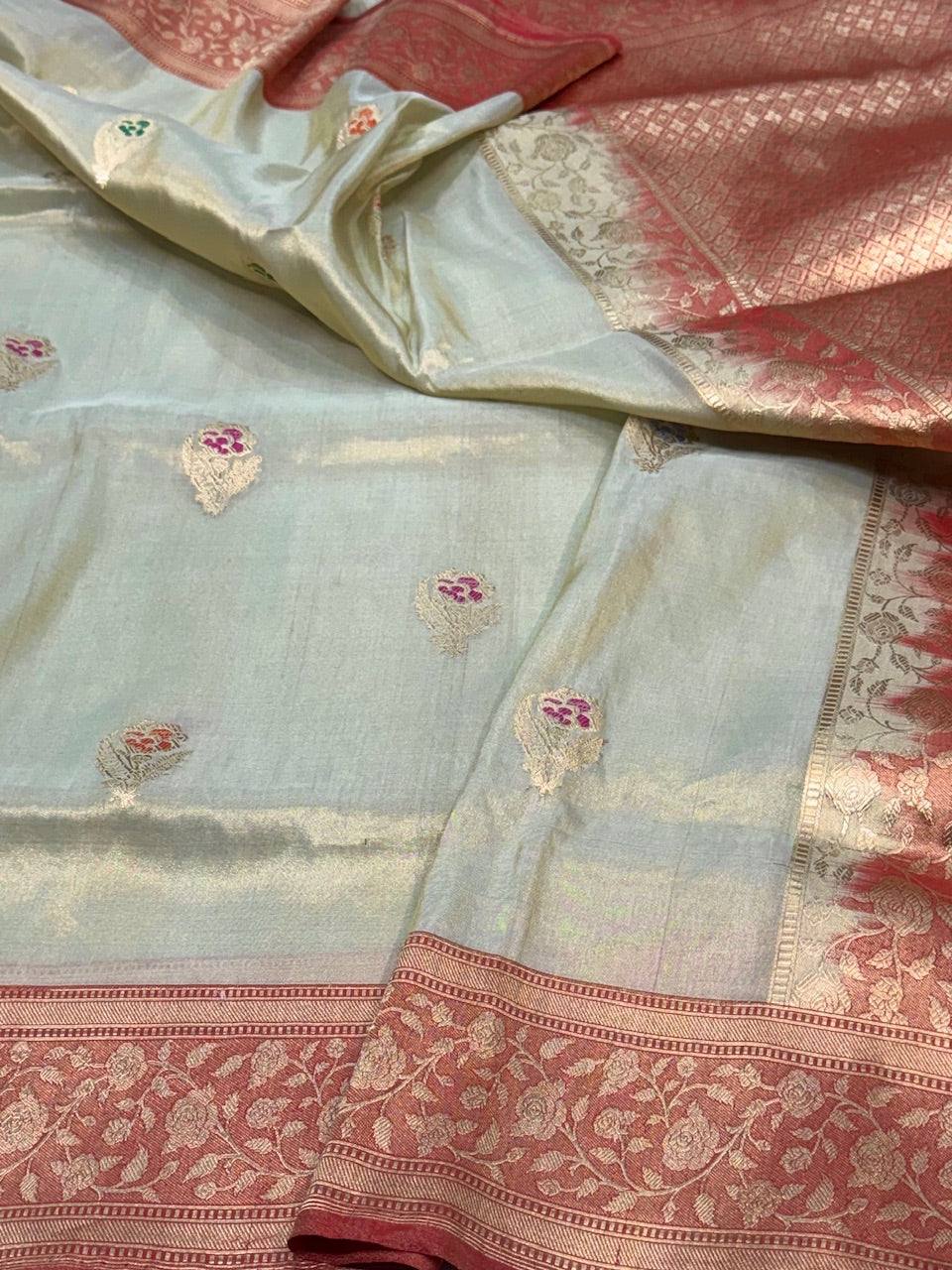 Light Gold Handwoven Pure Tissue Saree