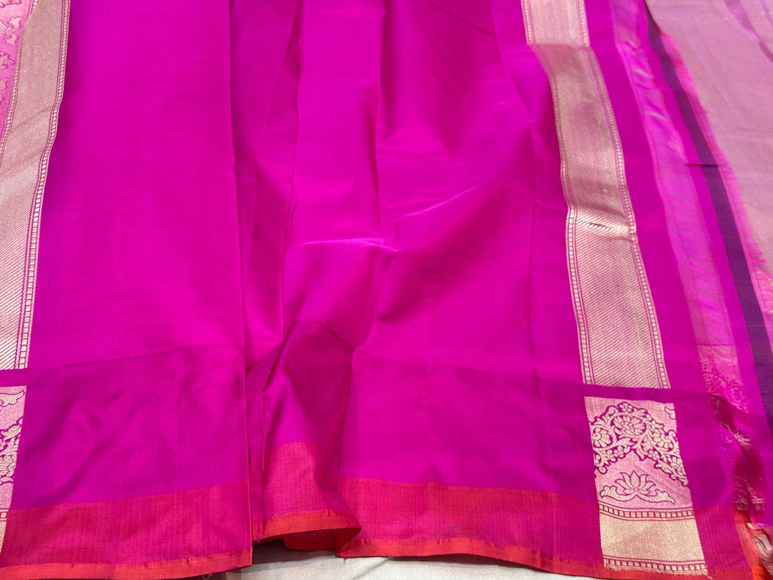 Rani Pink Handwoven Pure Tissue Saree