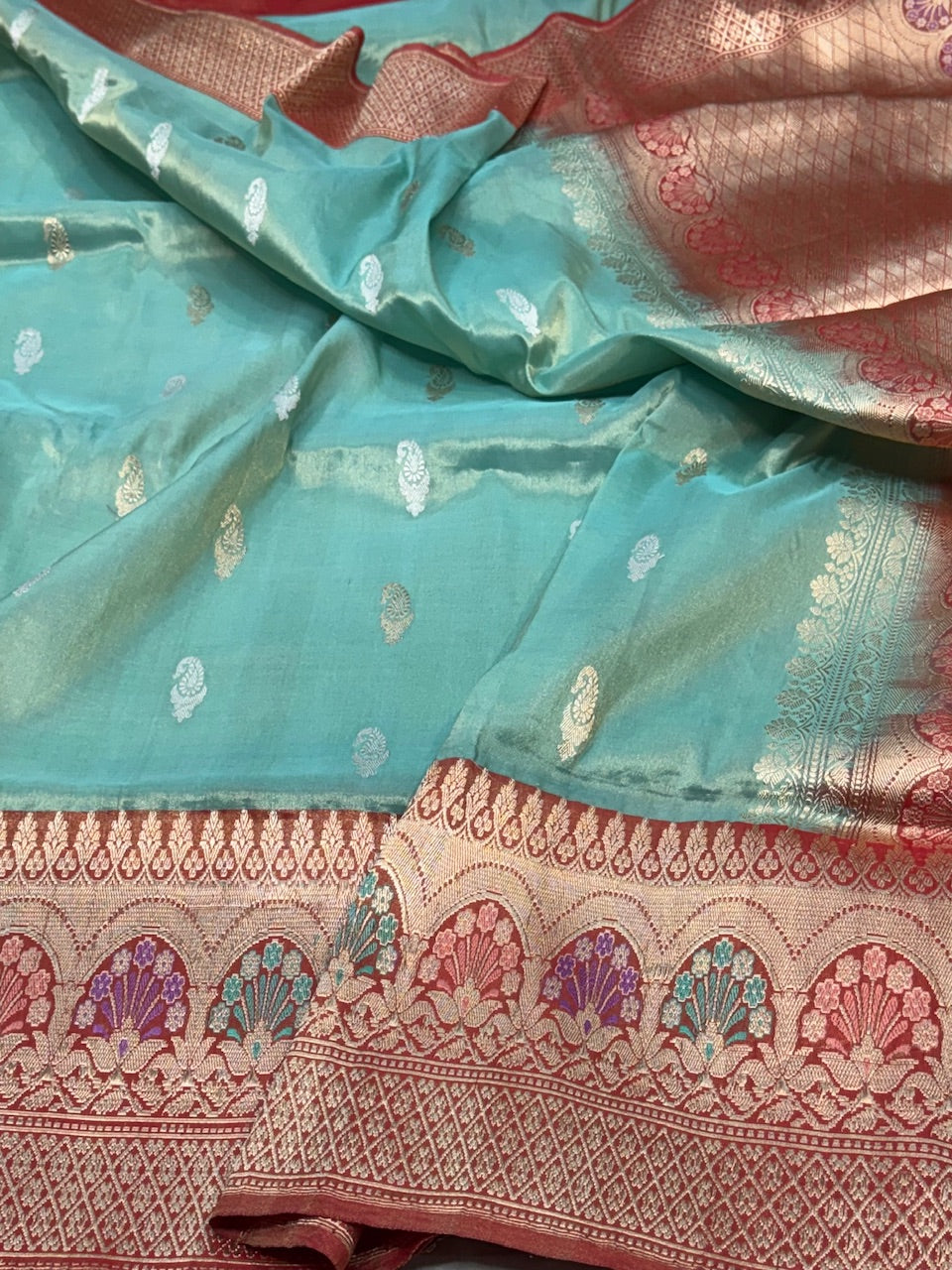 Sea Green Handwoven Pure Tissue Saree