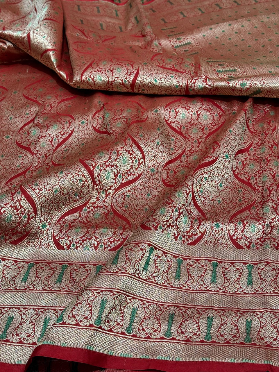 Red  Minakari Pure Silk Brocade Saree