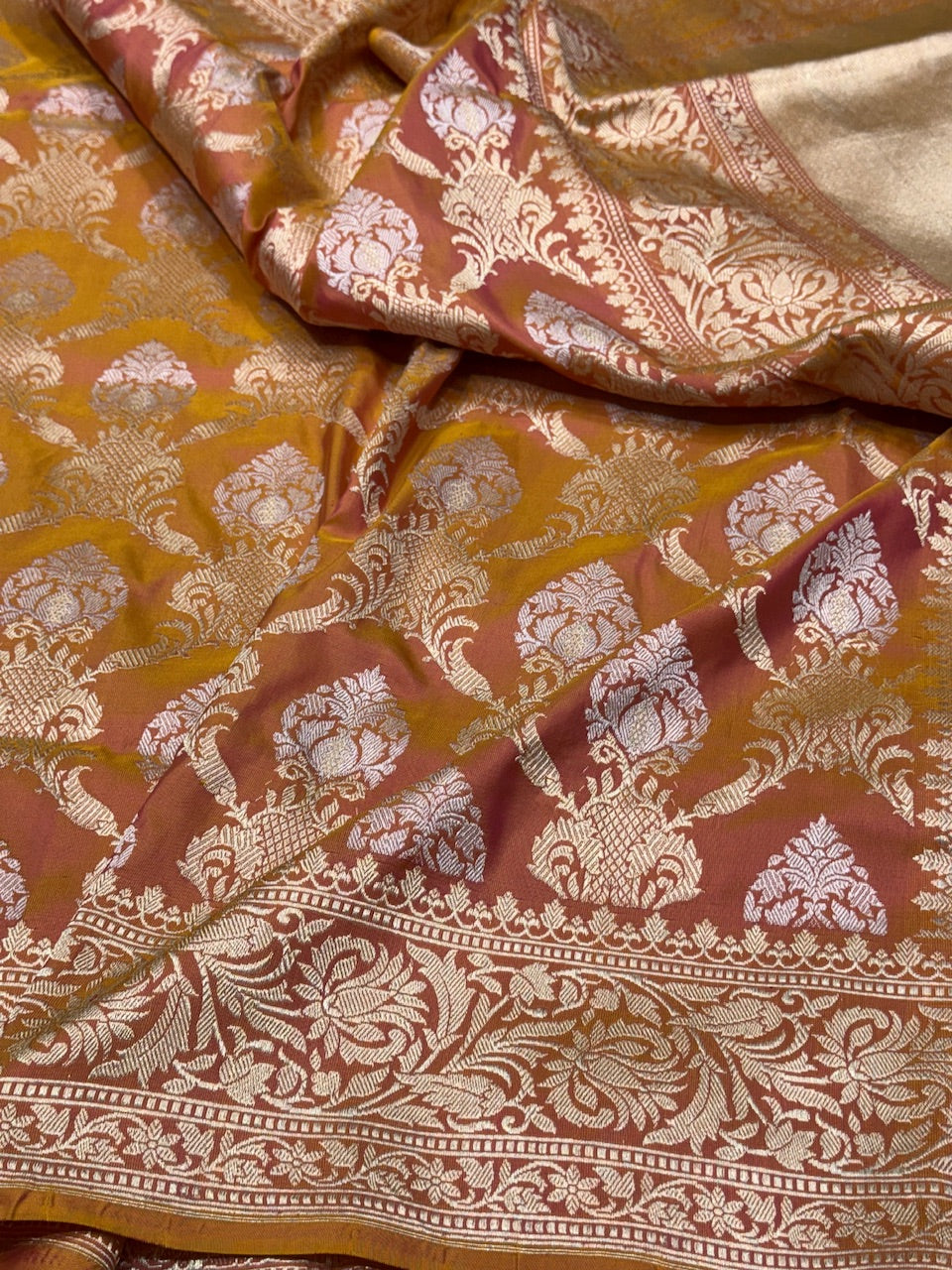 Rustic Orange Handwoven Banarasi Silk Saree