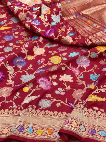 Red Handwoven Pure Banarasi Silk Saree