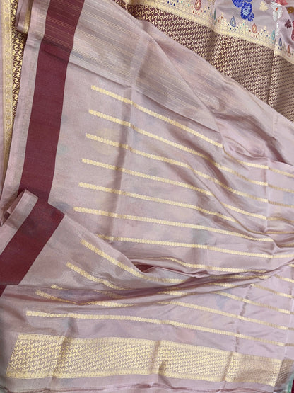 Lilac Handwoven Pure Banarasi Tissue Saree