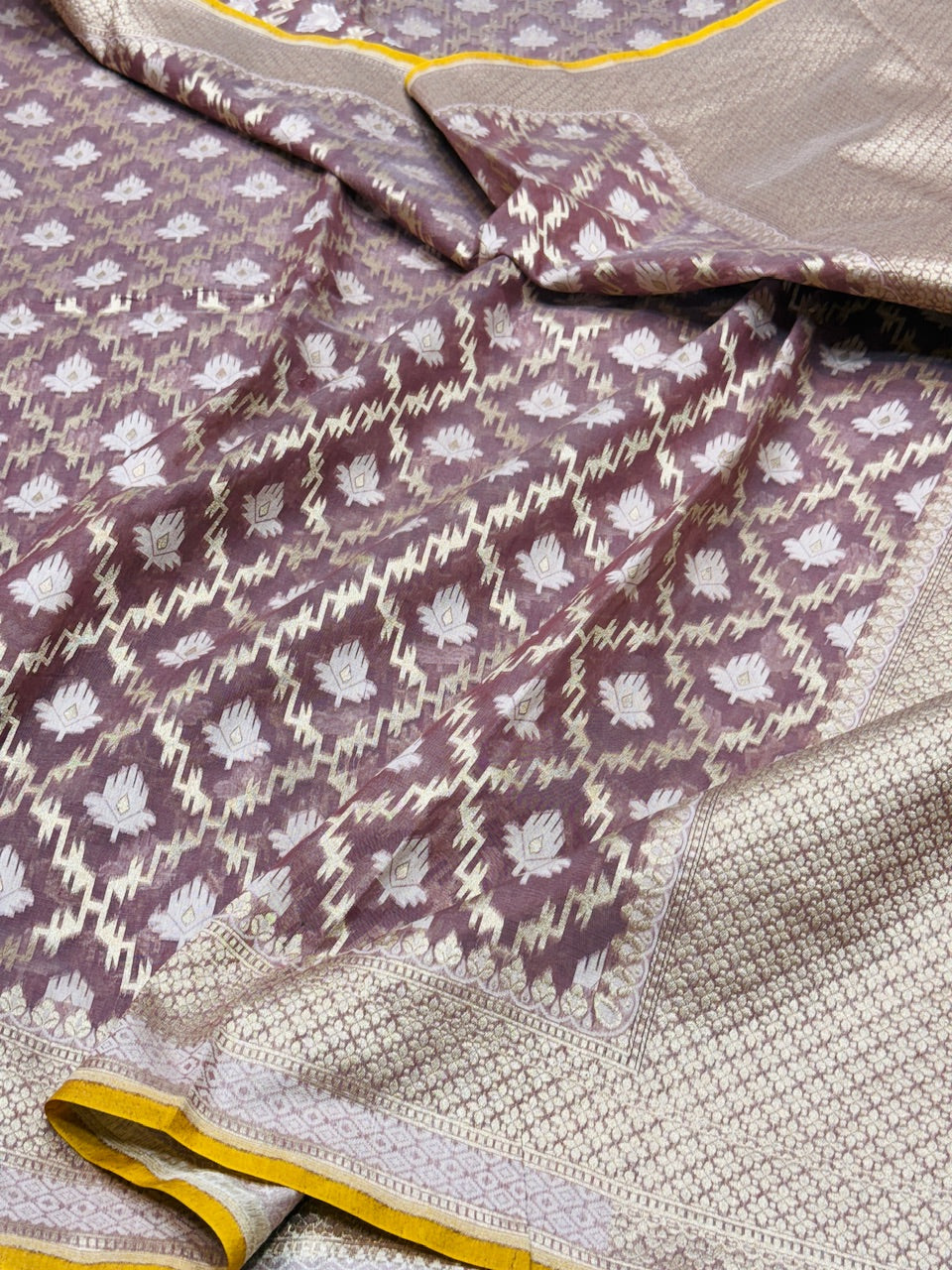 Peach Banarasi Pure Cotton Saree