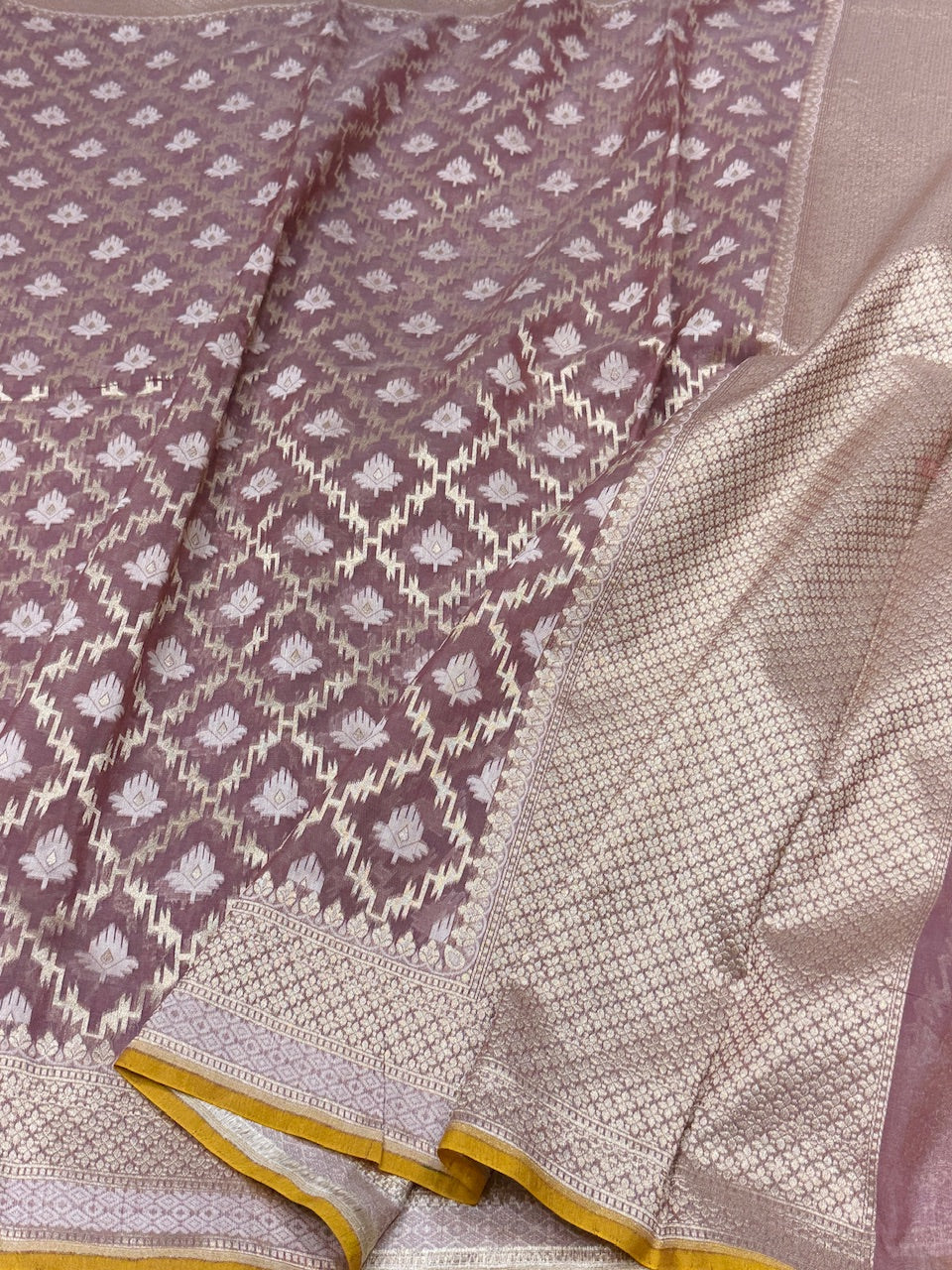 Peach Banarasi Pure Cotton Saree