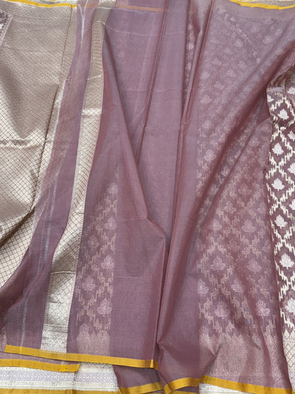 Peach Banarasi Pure Cotton Saree