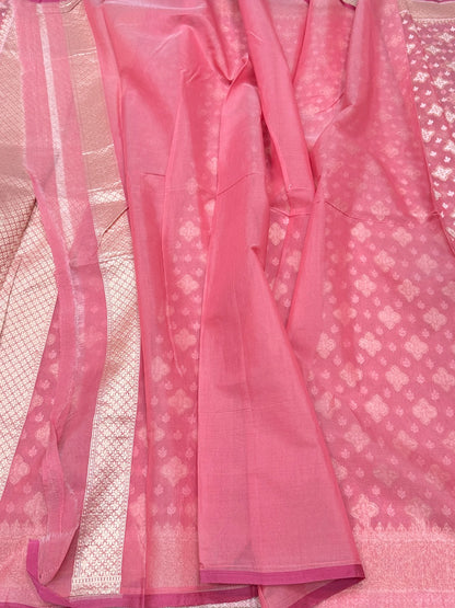 Gajiri Pink Banarasi Pure Cotton Saree