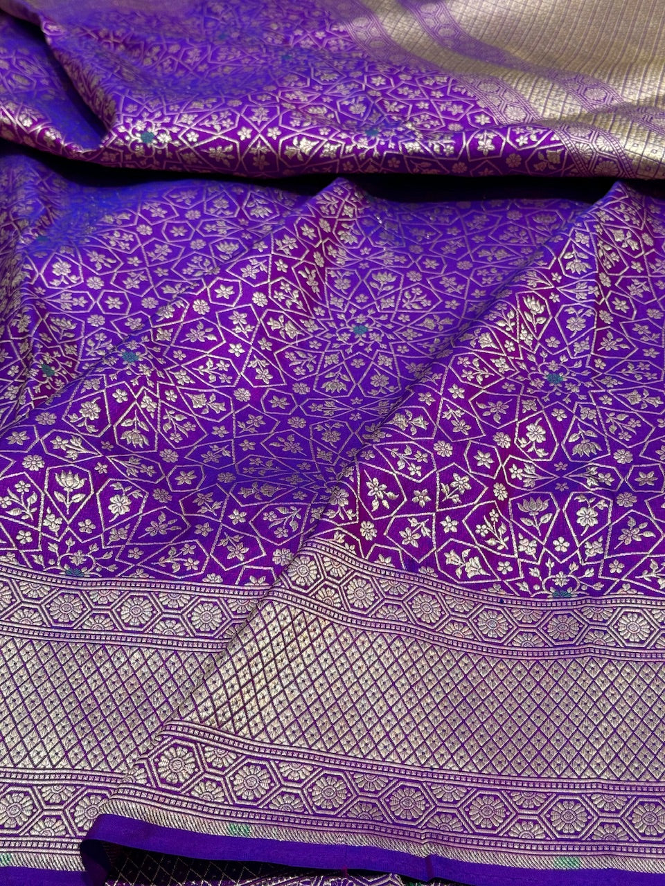 Purple Minakari Pure Silk Brocade Saree