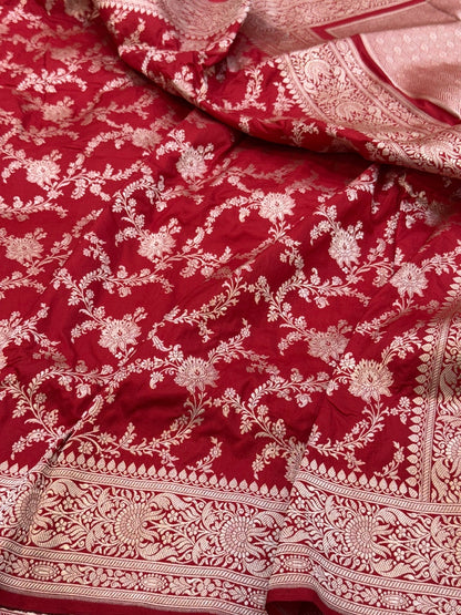Red Pure Katan Silk Saree