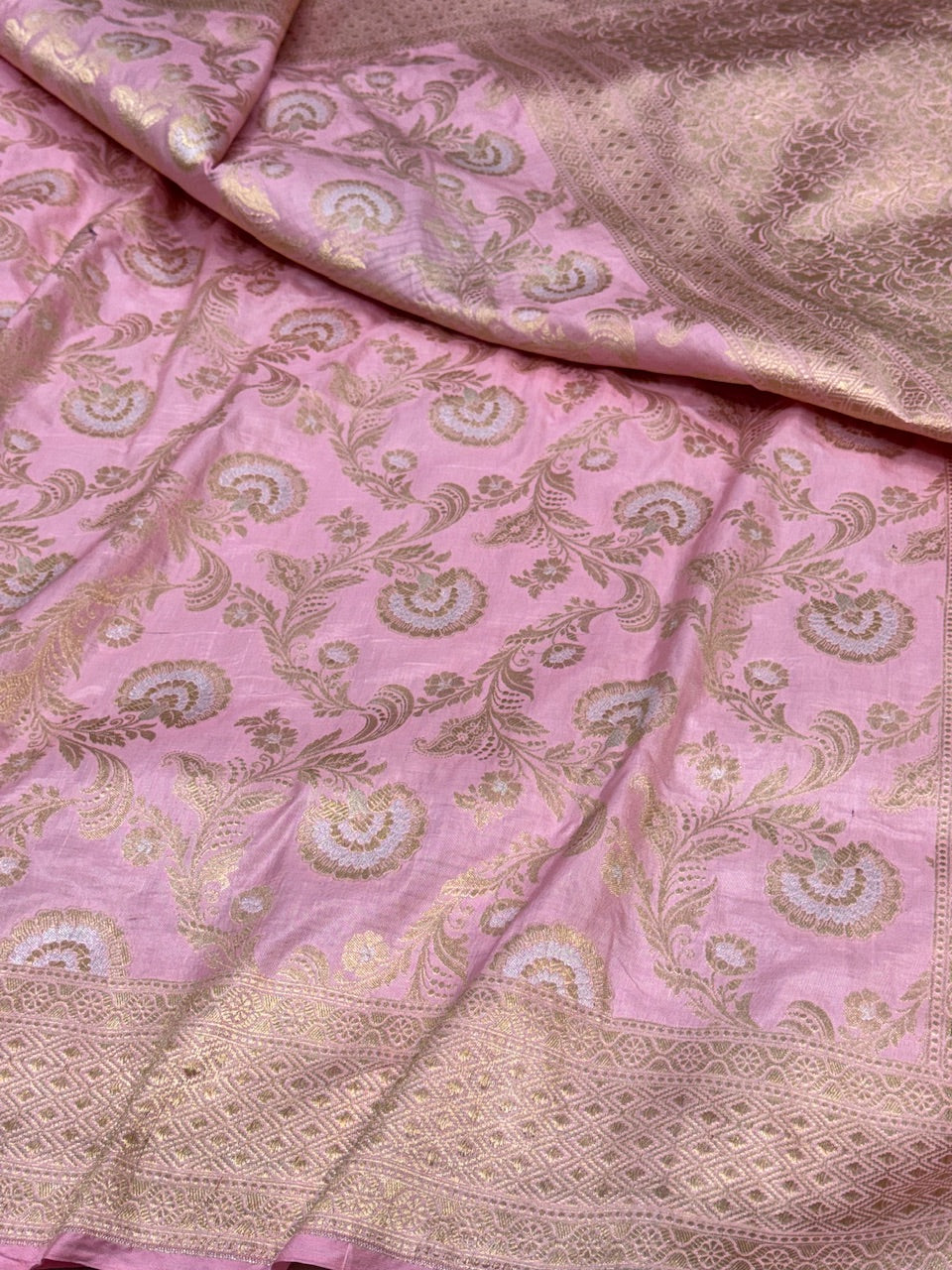 Baby Pink Sona Rupa Pure Silk Saree