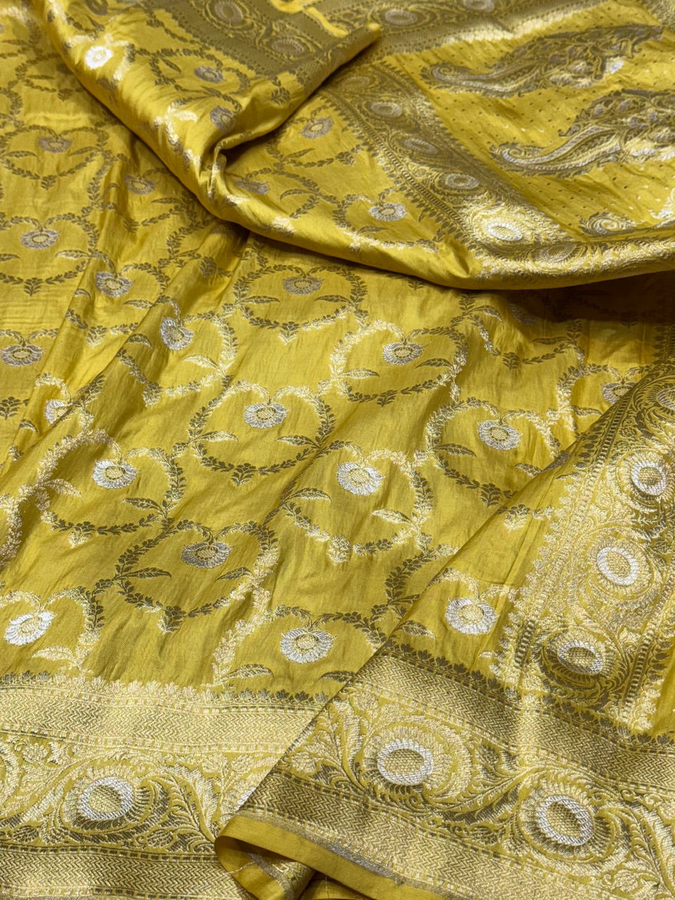 Yellow Sona Rupa Pure Silk Saree