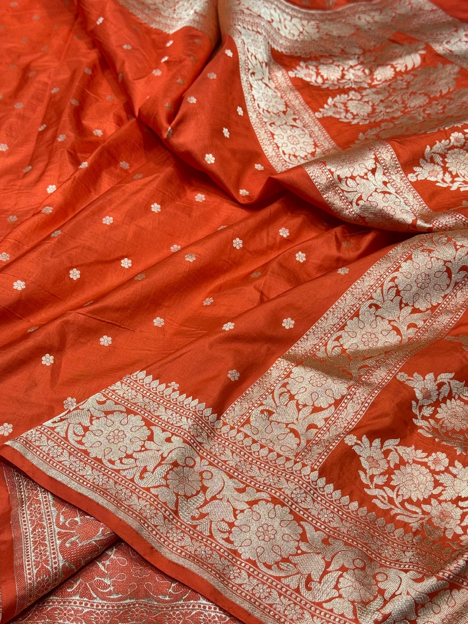 Orange Pure Silk Saree