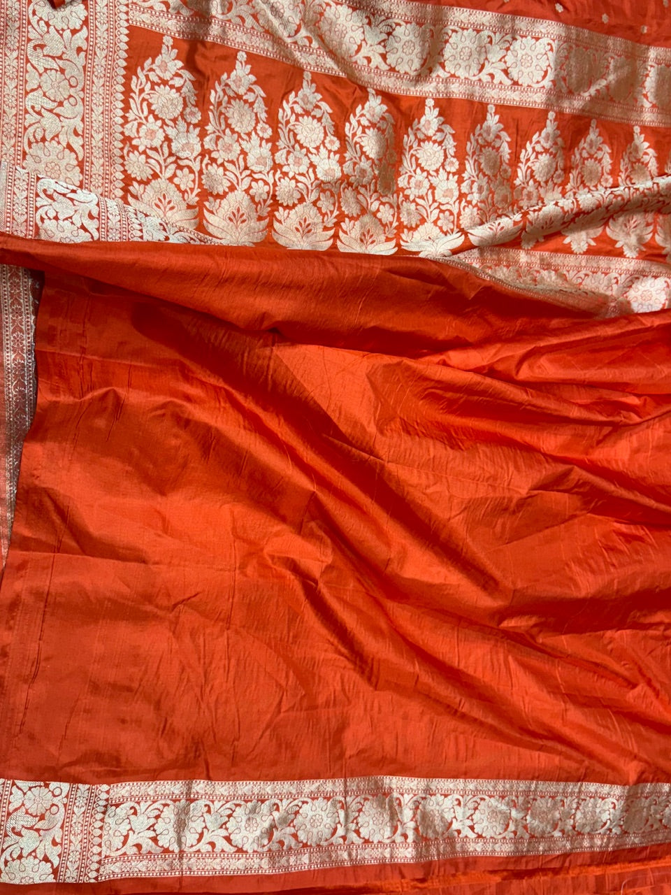 Orange Pure Silk Saree