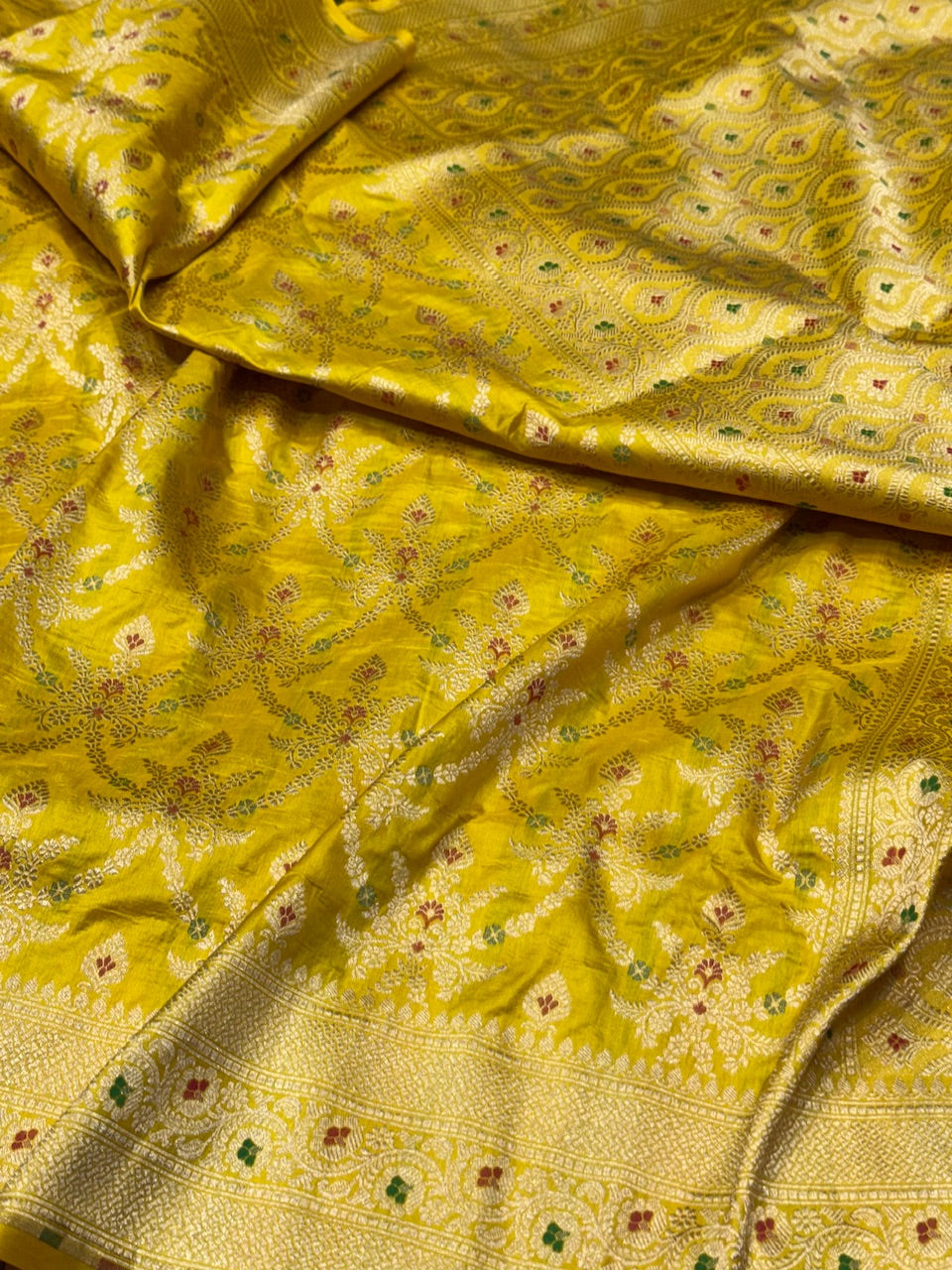 Yellow Minakari Pure Silk Saree