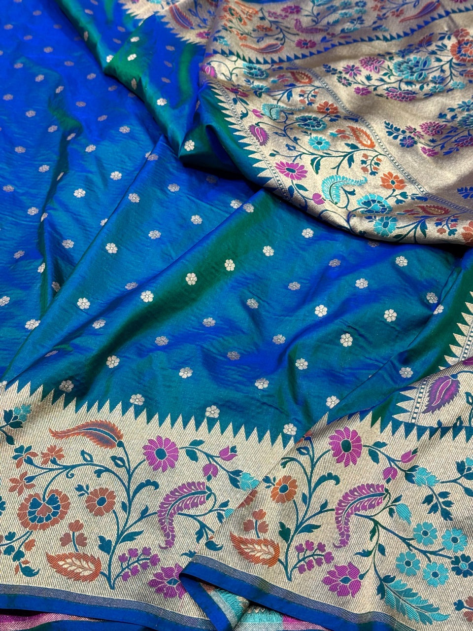 Peacock Minakari Paithni Border Pure Silk Saree