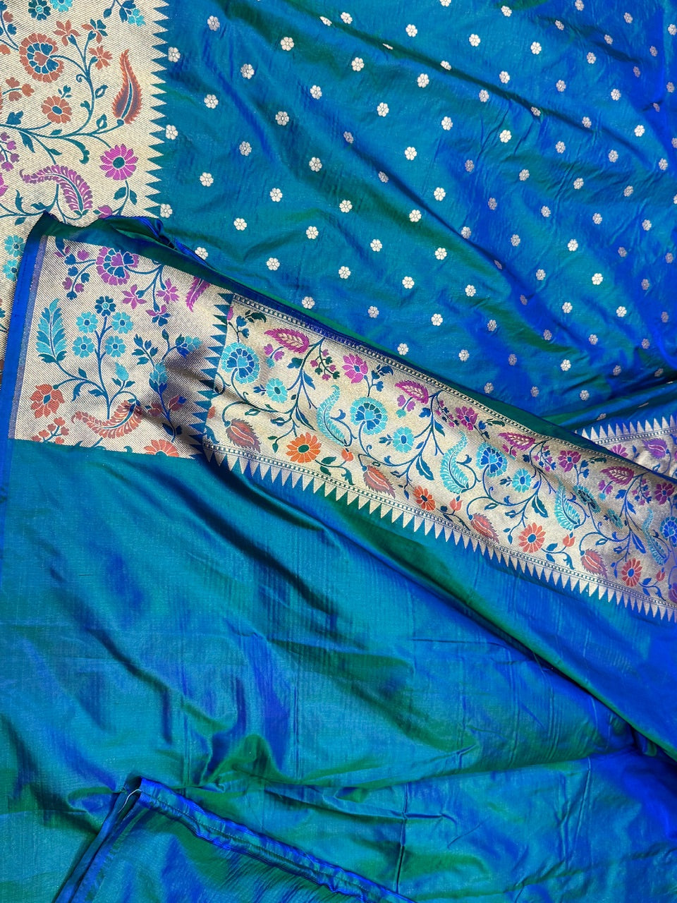 Peacock Minakari Paithni Border Pure Silk Saree