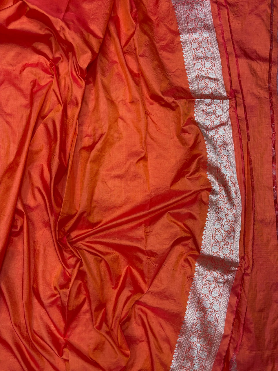 Orange Banarasi Pure Silk Saree