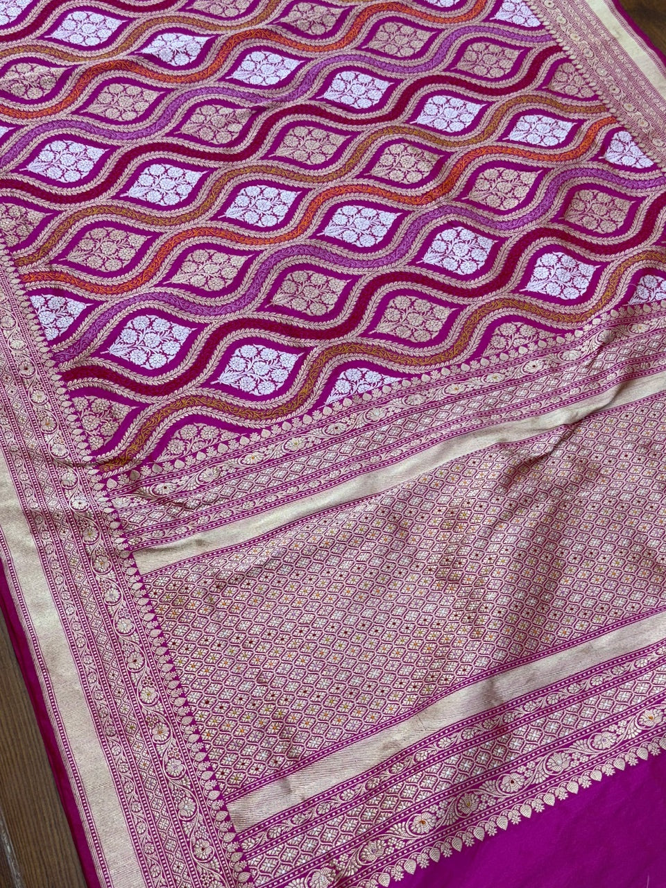 Rani Pink Handwoven Pure Banarasi Silk Saree