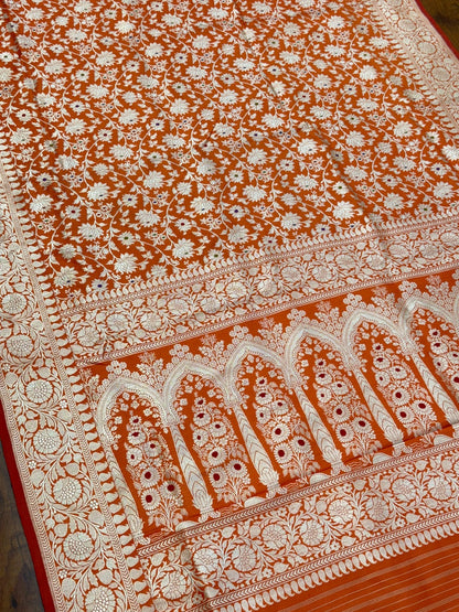 Orange Handwoven Pure Banarasi Silk Saree