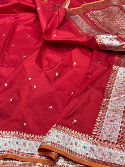 Red Handwoven Pure Banarasi Silk Saree