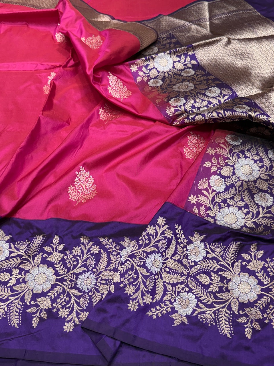 Gajiri Pink Handwoven Banarasi Pure Silk Saree