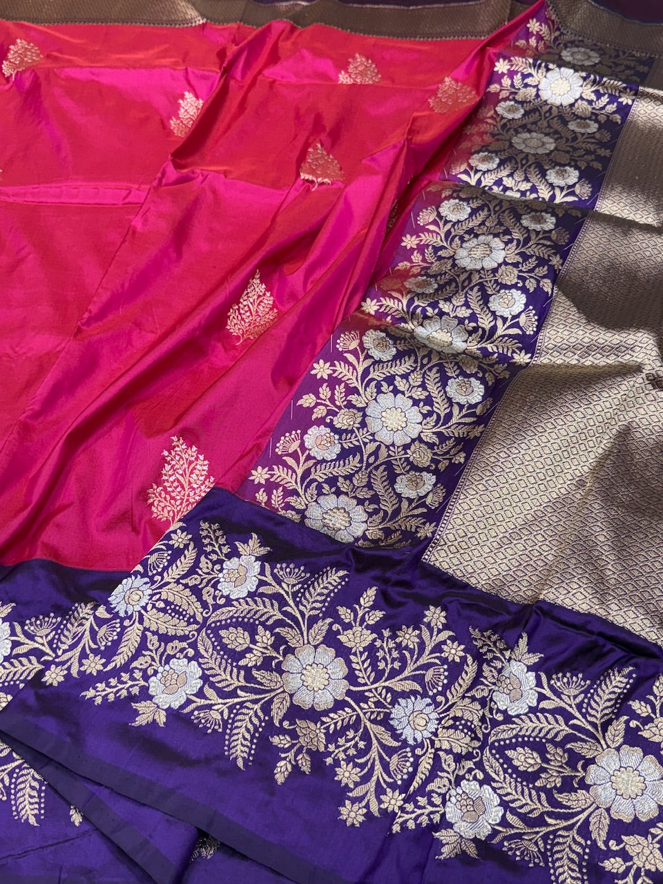 Gajiri Pink Handwoven Banarasi Pure Silk Saree