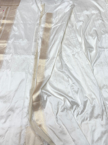Ivory Handwoven Banarasi Pure Silk Saree