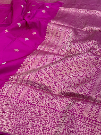 Rani Pink Handwoven Pure Banarasi Silk Saree