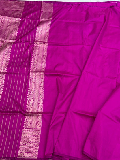 Rani Pink Handwoven Pure Banarasi Silk Saree