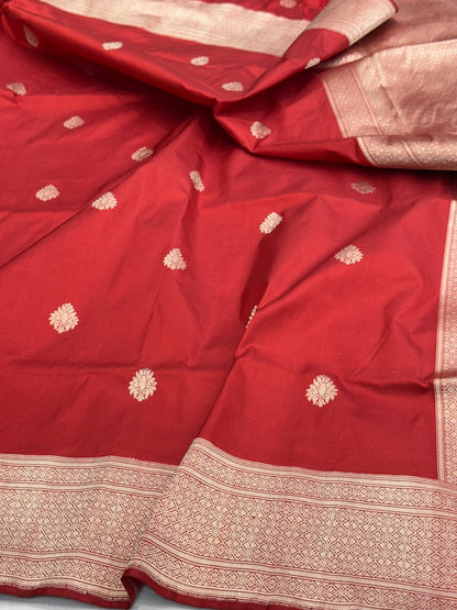 Red Handwoven Pure Banarasi Silk Saree