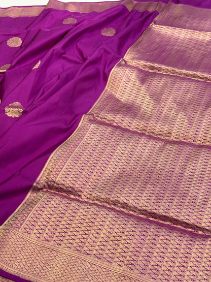 Magenta Pink Handwoven Pure Banarasi Silk Saree