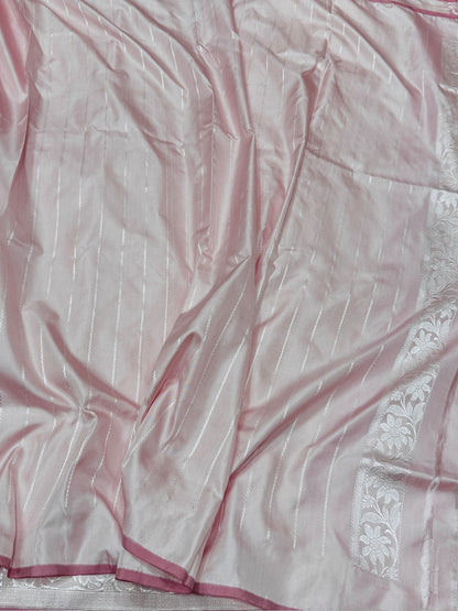 Powder Pink Ektara Handwoven Pure Banarasi Silk Saree