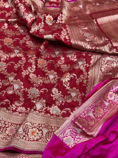 Red Handwoven Pure Banarasi Silk Saree