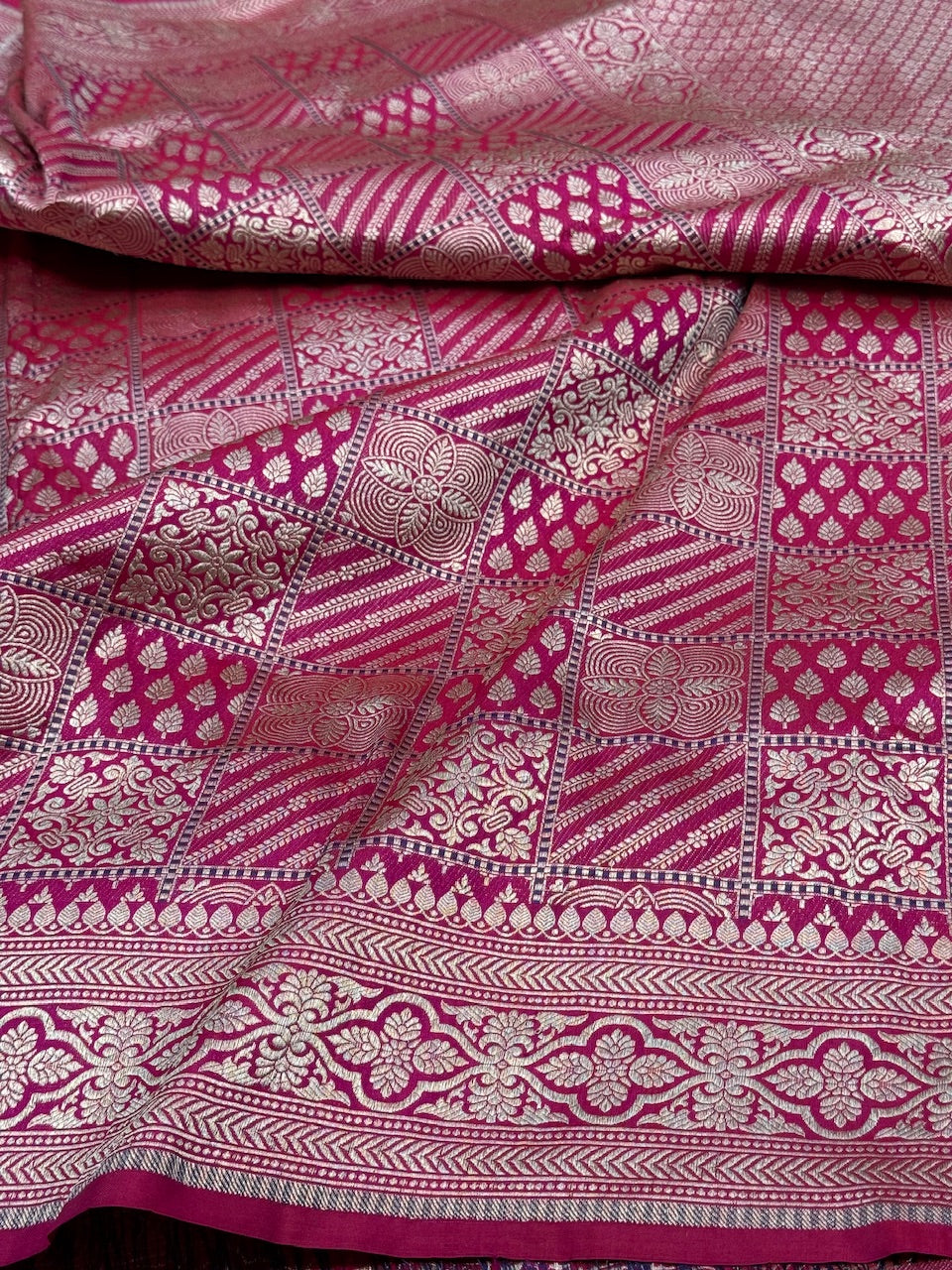 Rani Pink Minakari Pure Silk Brocade Saree