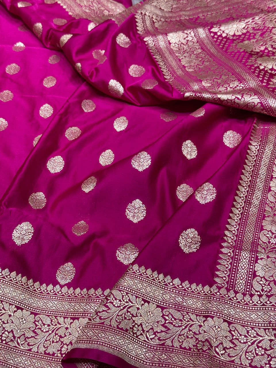Handwoven Vintage Pure Banarasi Satin Silk Saree
