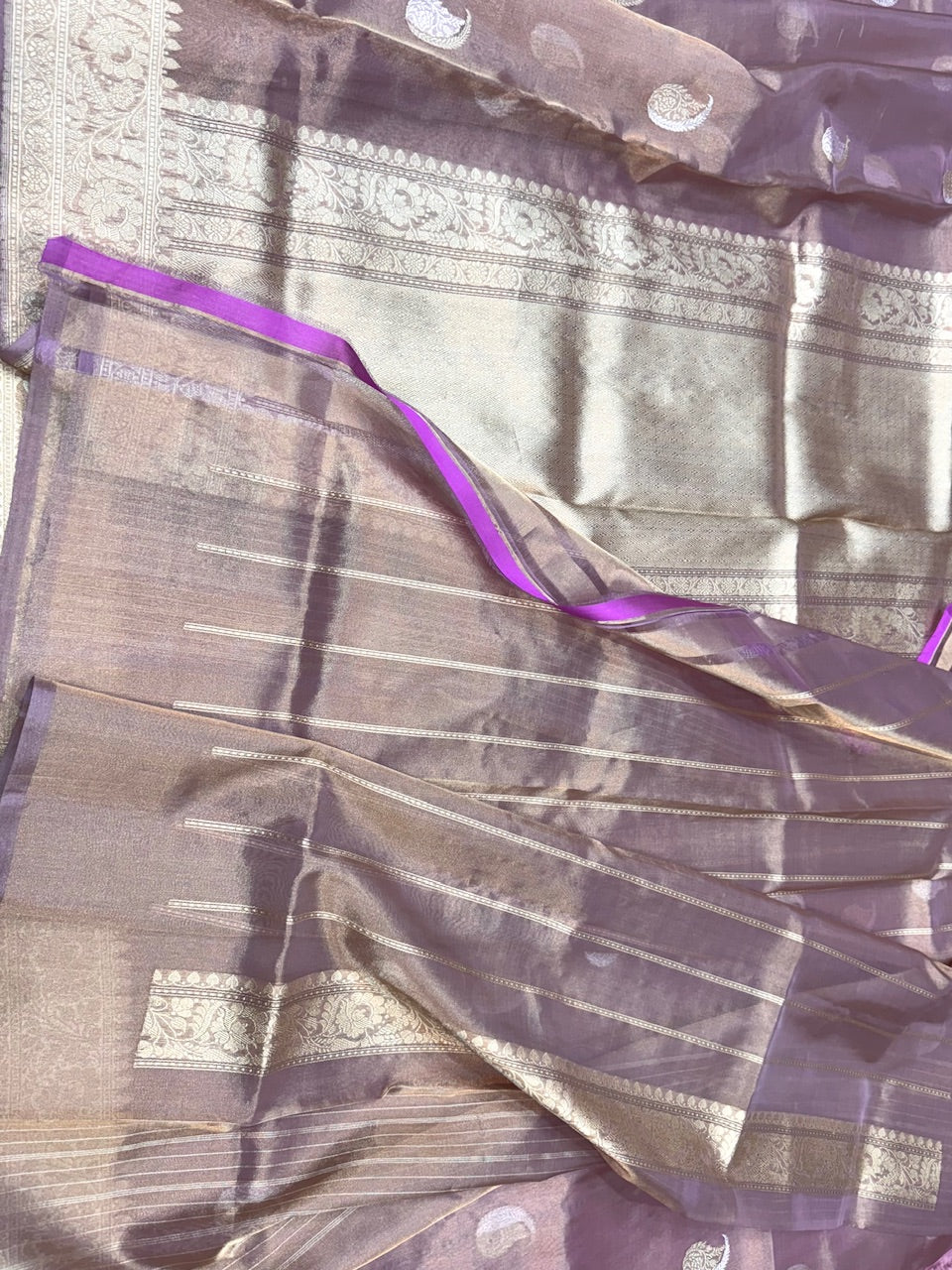 Lavender Handwoven Pure Tissue Saree