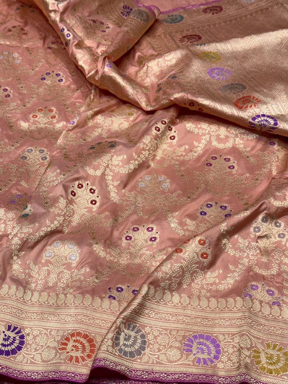 Peach Handwoven Banarasi Silk Saree