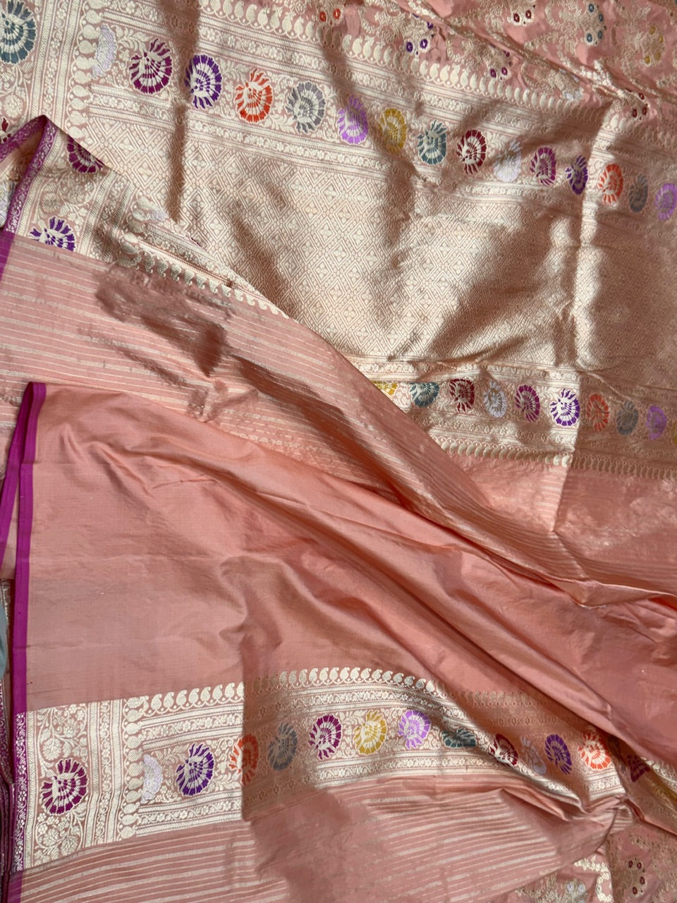 Peach Handwoven Banarasi Silk Saree