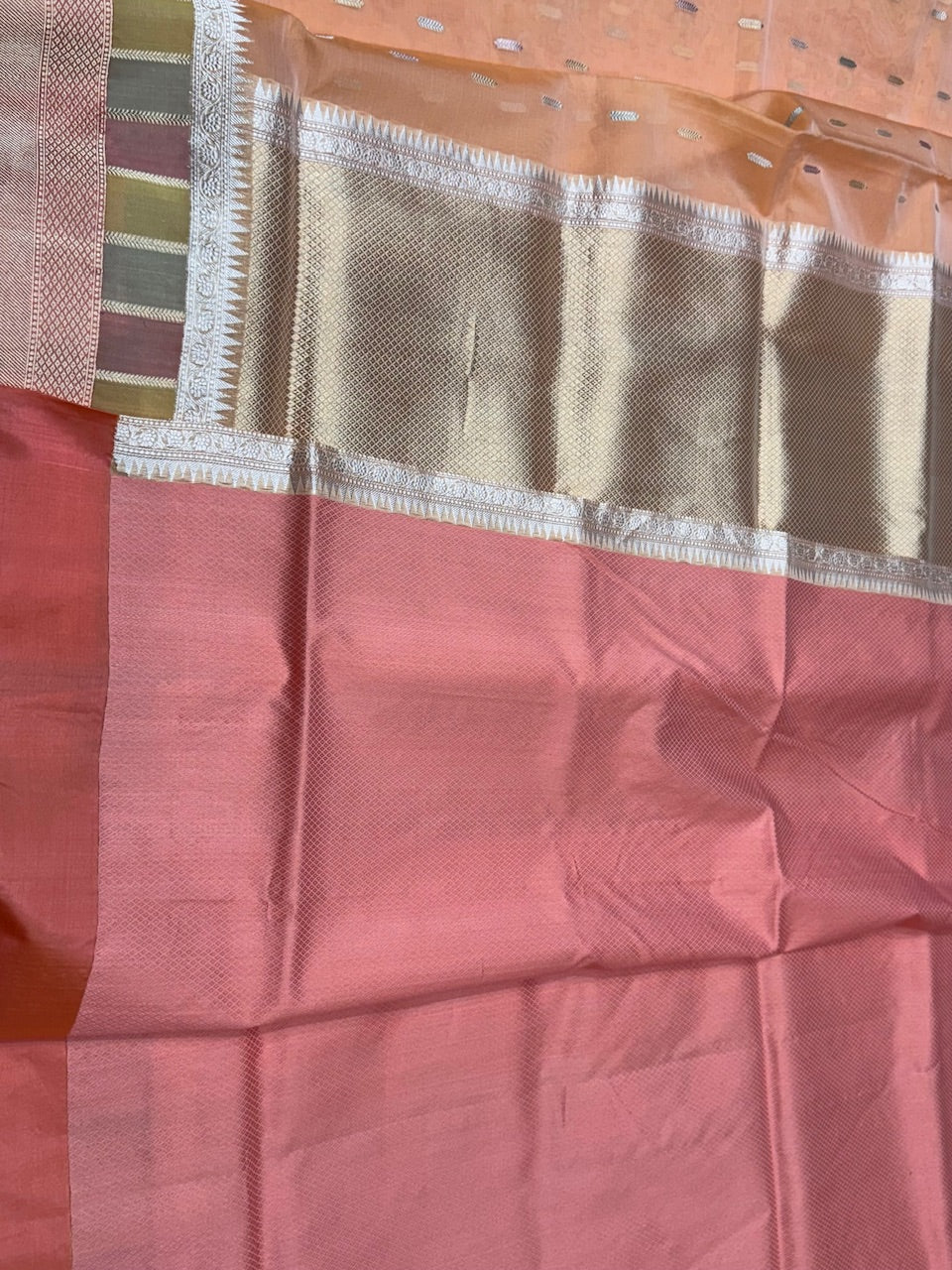 Peach Handwoven Organza Saree