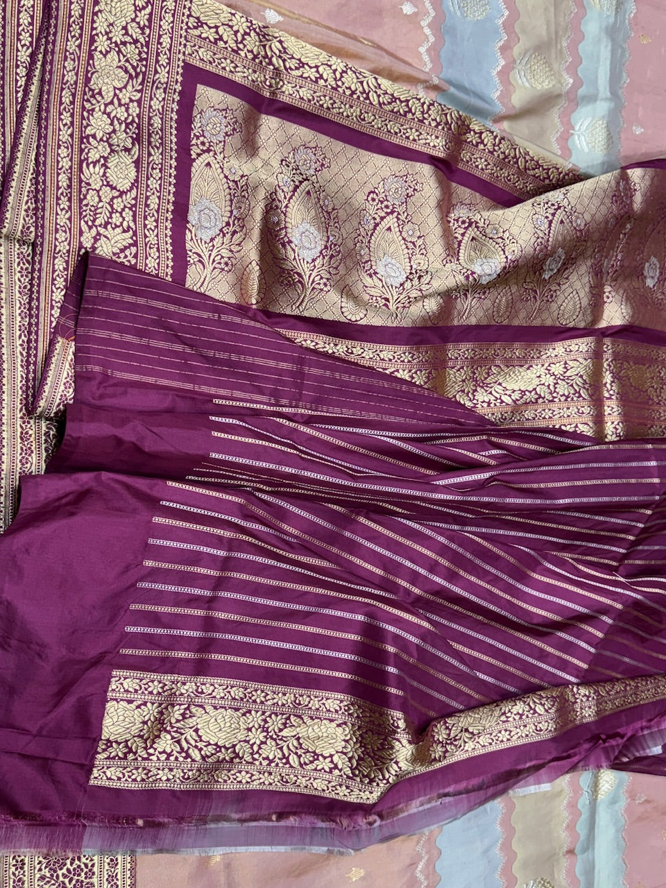 Rose Pink Rangkaat Handwoven Banarasi Saree